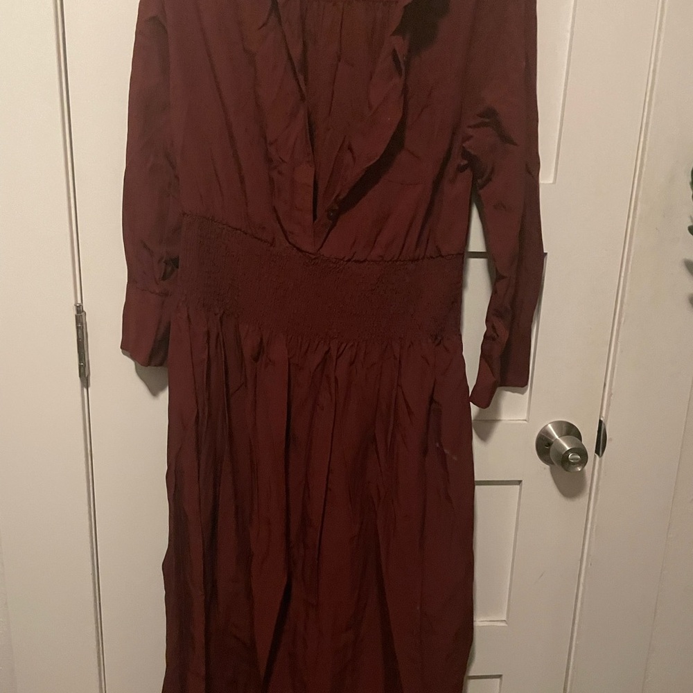 Chic Long Sleeve Maroon Dress